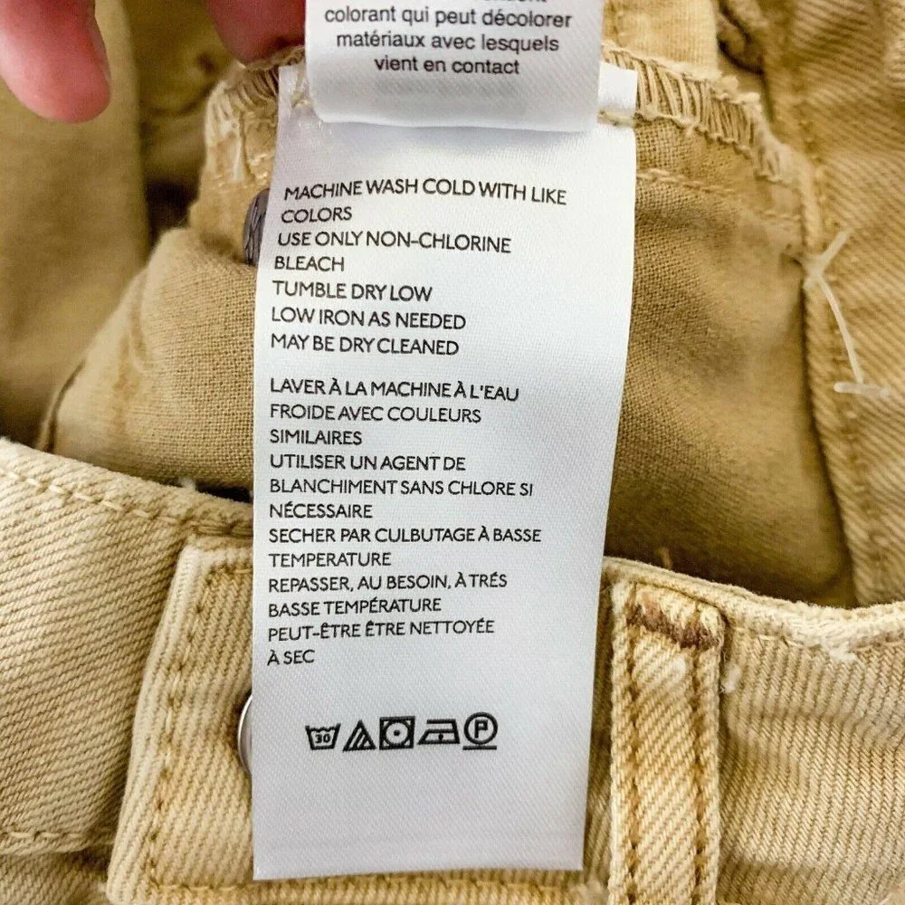 WE THE FREE Jeans Women Size 26‎ Tan Dakota Straight Leg Distressed